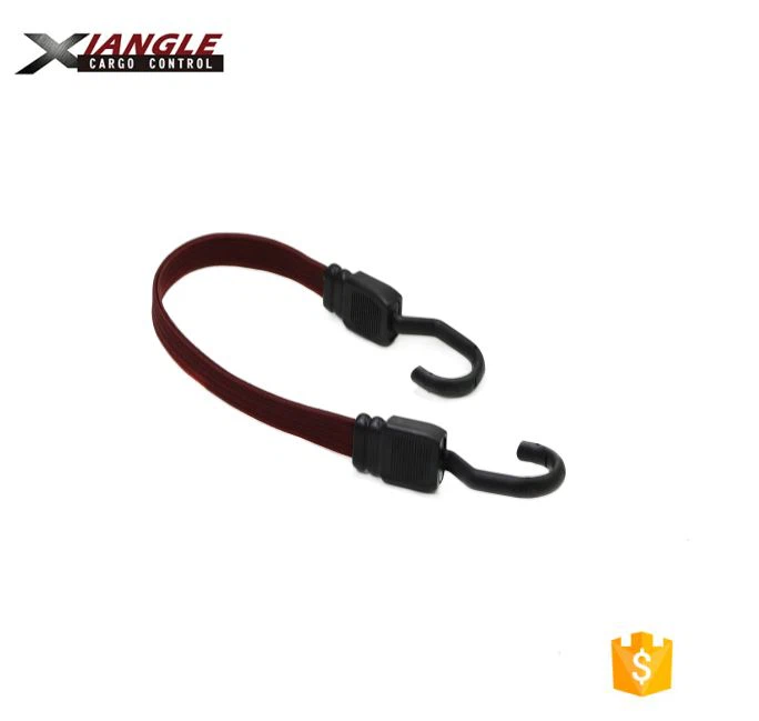 18 mm * 18 '' płaski elastyczny brązowy sznur bungee ze stałymi haczykami