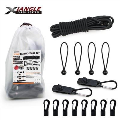 Bungee Shock Cord z 8-częściowymi haczykami, 4szt. Ball Bungee Cords, 2szt. Zaciski do plandeki